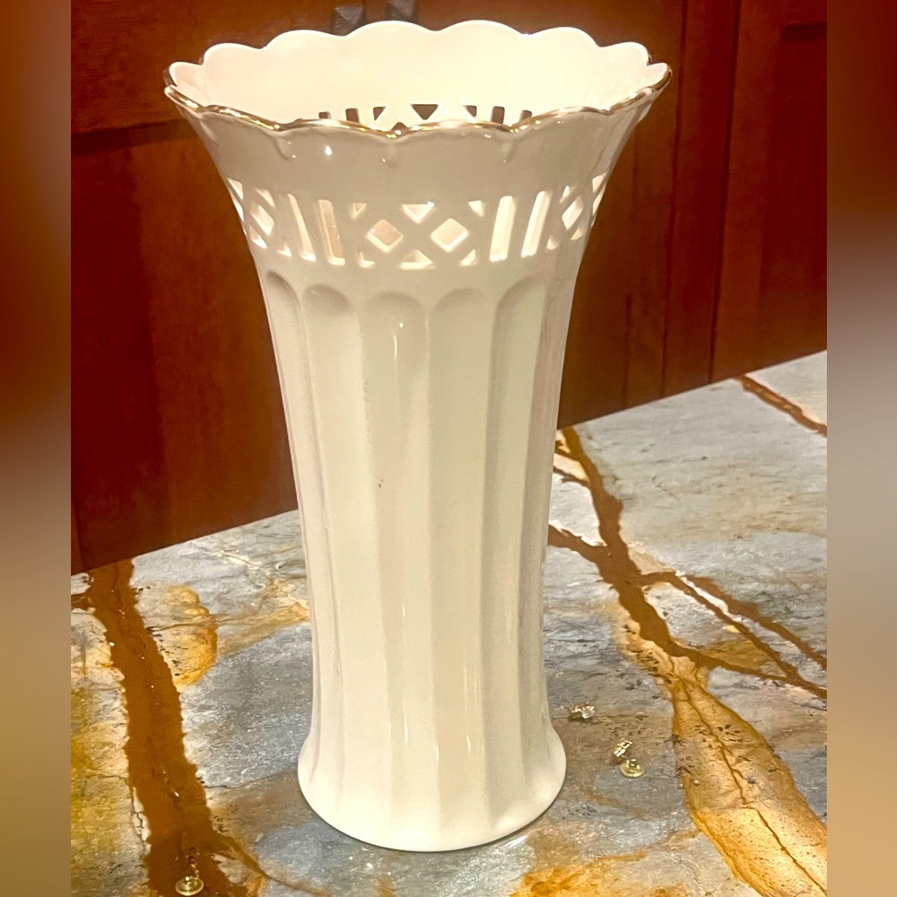 Lenox 💛 Love Notes Beloved Large 12 1/2” x 7 1/4” Vase Gold Trim